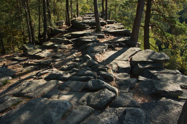 欧洲，捷克共和国，南波西米亚，靠近Vyssi Brod的魔鬼墙图片下载