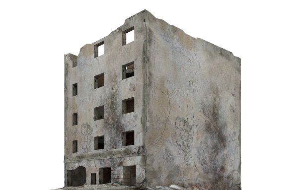 废弃的城市建筑孤立在白色3d插图图片下载