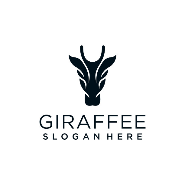 长颈鹿头复古复古剪影标志设计图片下载