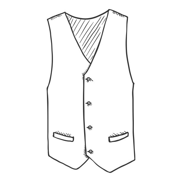 Waiscoat。矢量卡通插图素描背心图片下载