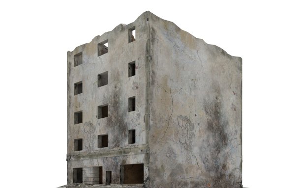 废弃的城市建筑孤立在白色3d插图图片下载