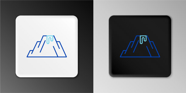 线火山喷发与熔岩图标孤立上图片下载