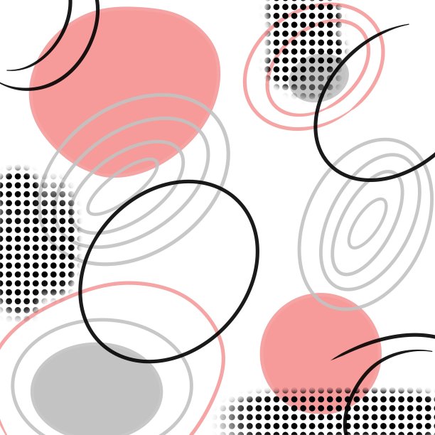 抽象模板，灰色和粉红色的圆圈在白色的背景。手绘插图。图片下载