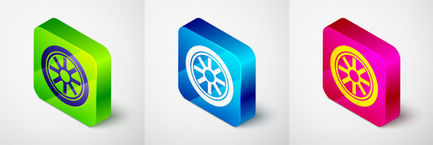 等距车轮图标孤立在灰色图片下载