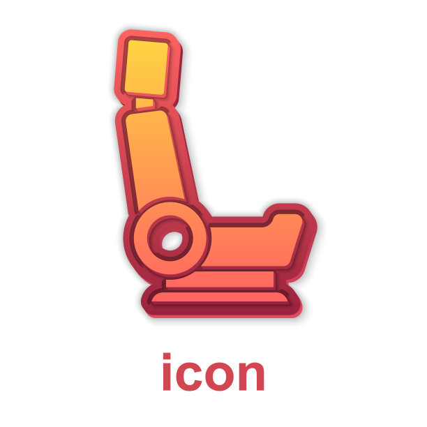 金色汽车座椅图标孤立在白色背景图片下载