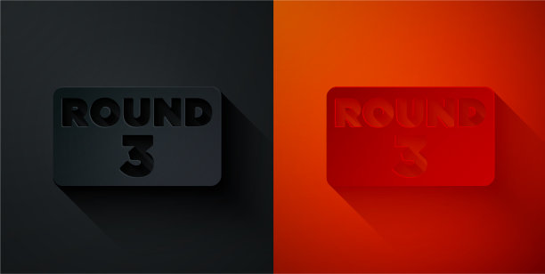 纸切割拳击环板图标孤立在黑色图片下载