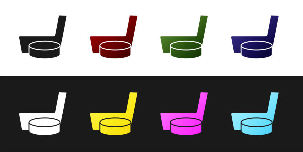 设置冰球棍和冰球图标隔离图片下载