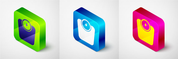 等距浴室秤图标孤立在灰色图片下载