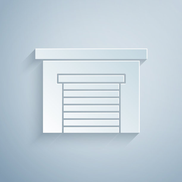 剪纸车库图标孤立在灰色背景图片下载