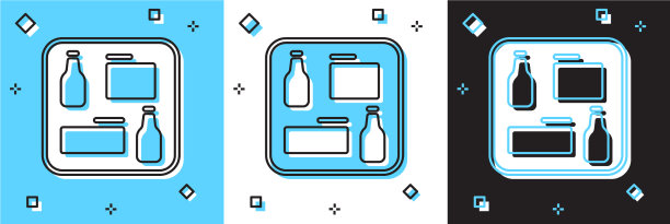 设置啤酒菜单图标隔离在蓝色和白色图片下载