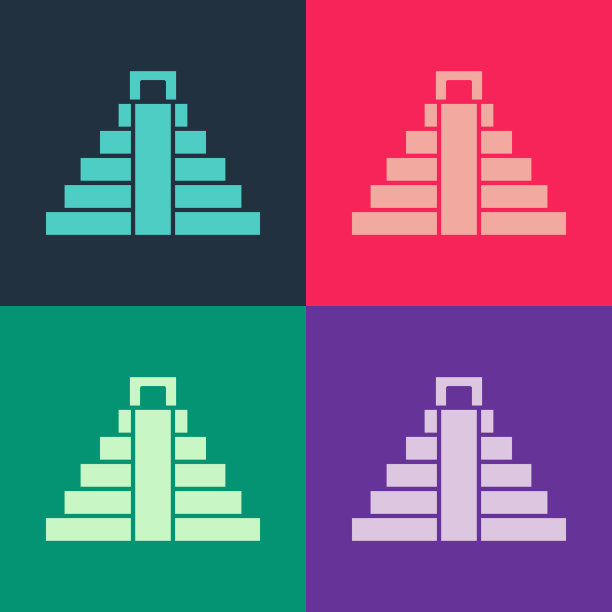 波普艺术奇琴伊察在玛雅图标孤立上图片下载