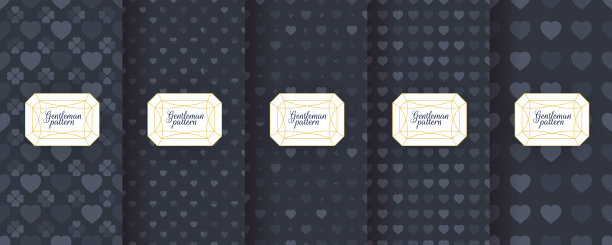 一套黑暗的复古无缝背景豪华包装设计。图片下载