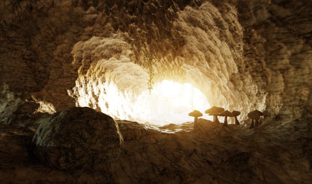 逼真的3D渲染的洞穴图片下载