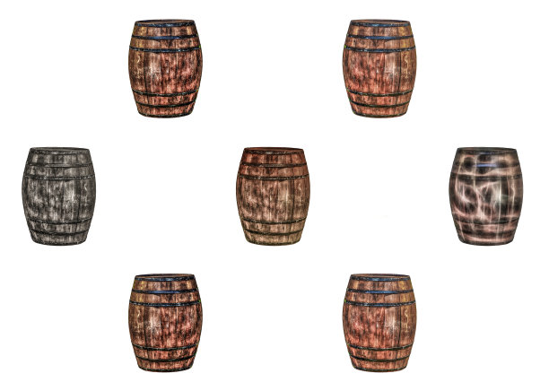 风化的棕色和灰色桶图案在白色孤立的背景图片下载