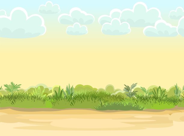 通往格林林德的乡村公路。夏天的草地。线索。多汁的草近距离。草原的国家。卡通风格。平面设计。无缝插图矢量艺术图片下载