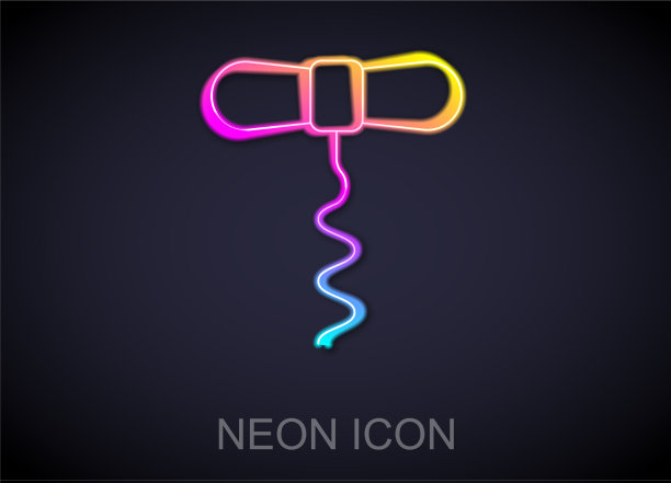 发光的霓虹灯线酒螺旋图标孤立上图片下载