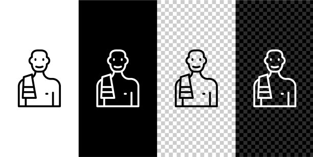 设定线人在桑拿图标孤立在黑色图片下载