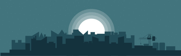 月光下的工业城市全景图片下载