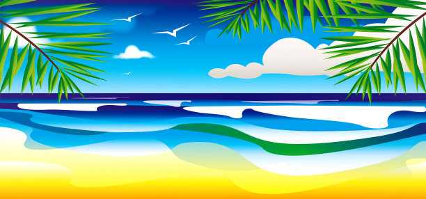 你好,夏天!暑假在海边。创意海报或传单图片下载