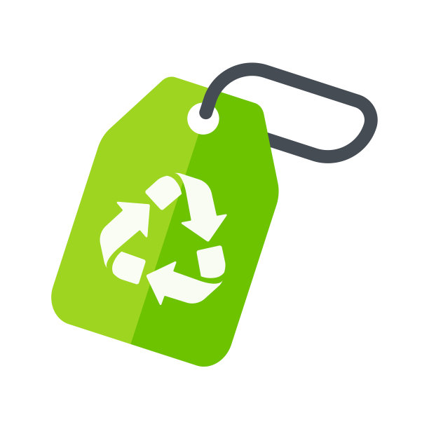 生态袋图标。一个绿色的袋子，用来装纸而不是塑料制品。重用的概念图片下载