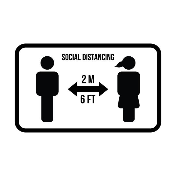 社会距离图标符号向量保持安全距离标志在一个象形图插图图片下载