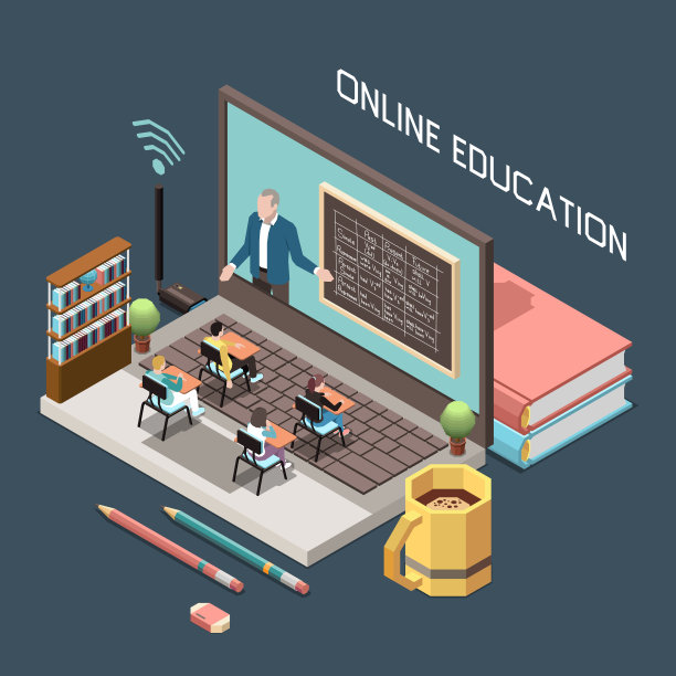 在线教育等距设计概念图片下载