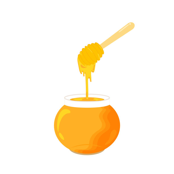 蜂蜜的流动从蜂巢与蜜蜂不同的液体流动。矢量插图和图标。图片下载
