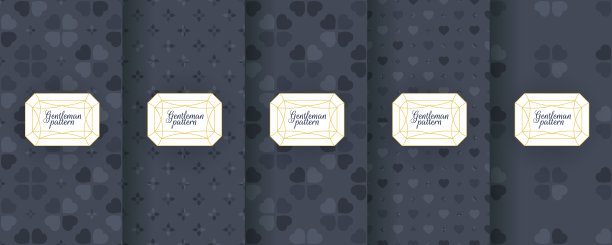 一套黑暗的复古无缝背景豪华包装设计。图片下载