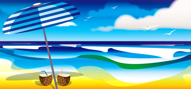 你好,夏天!暑假在海边。创意海报或传单图片下载