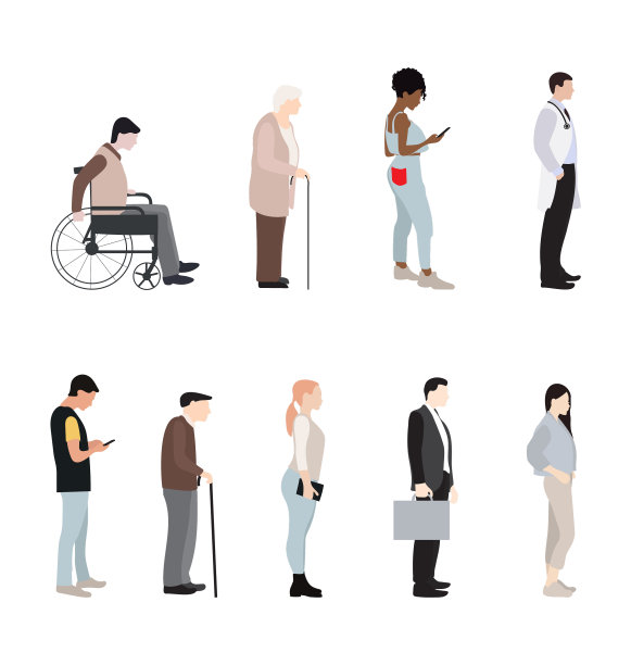 多民族多元的人站着图片下载