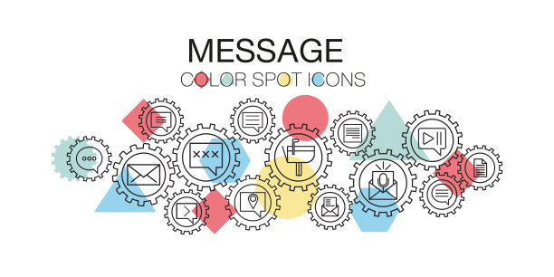 信息营销彩色聚光灯图标商业矢量插图。概念与链接图标有关的业务和发展图片下载