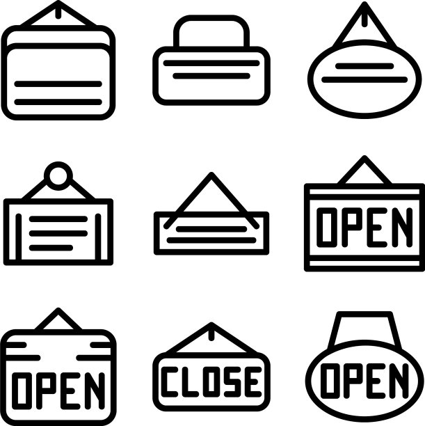 挂板上的图标或标志孤立标志符号图片下载