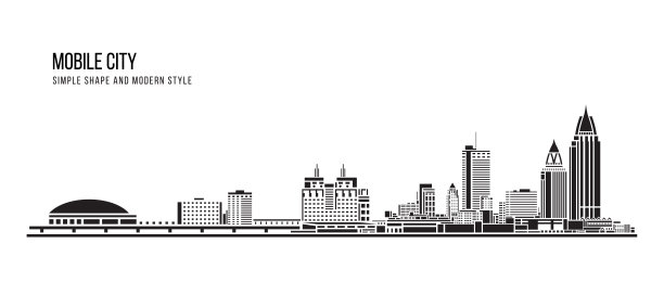 城市景观建筑抽象简约造型与现代风格艺术矢量设计——移动城市图片下载