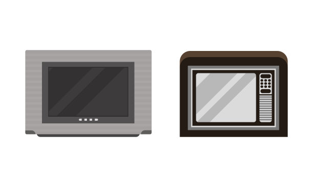 复古电视机，模拟过时电视平面矢量插图图片下载