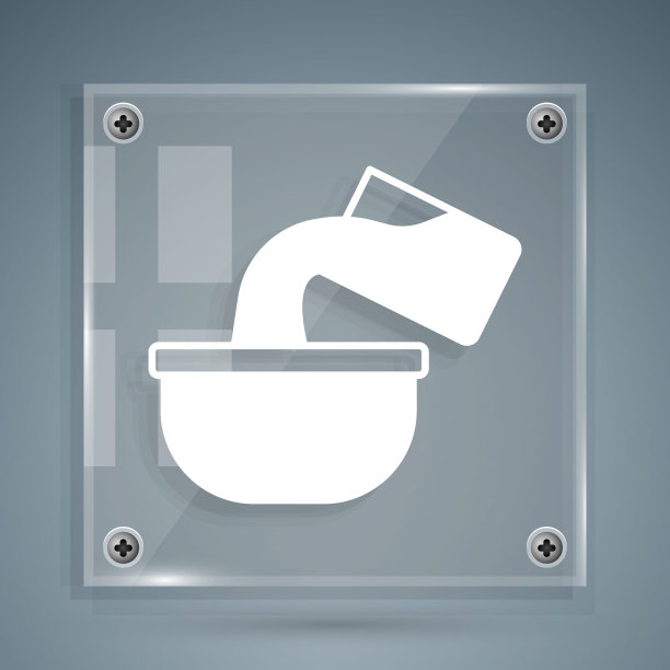 白色炖锅图标孤立在灰色背景。锅。煮或炖食物的象征。方形玻璃面板。向量图片下载