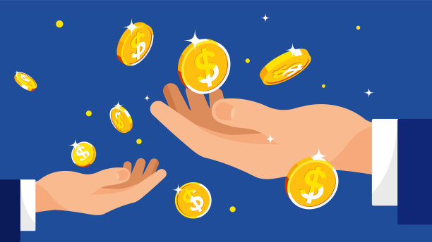 赚钱的概念。商人在金钱的黄金雨中捞到硬币。图片下载