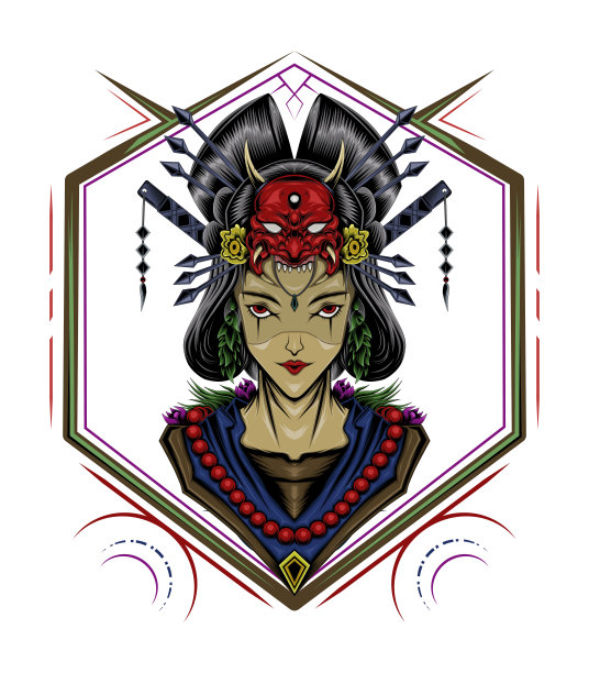 艺妓的象征。日本的吉祥物设计图片下载