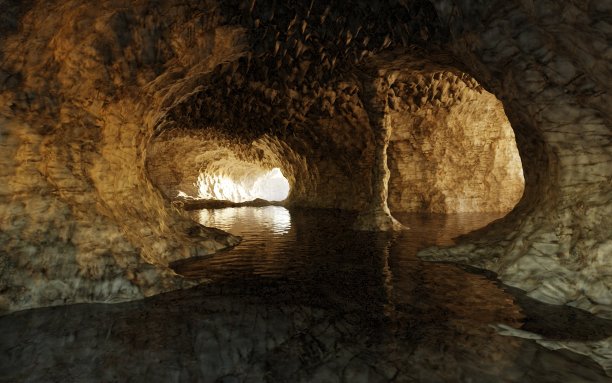 逼真的3D渲染的洞穴图片下载