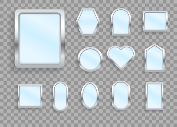 现实的空镜子反射玻璃3D图标图片下载