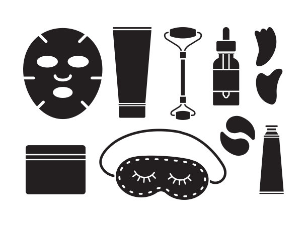 黑色平面化妆的向量集束图片下载