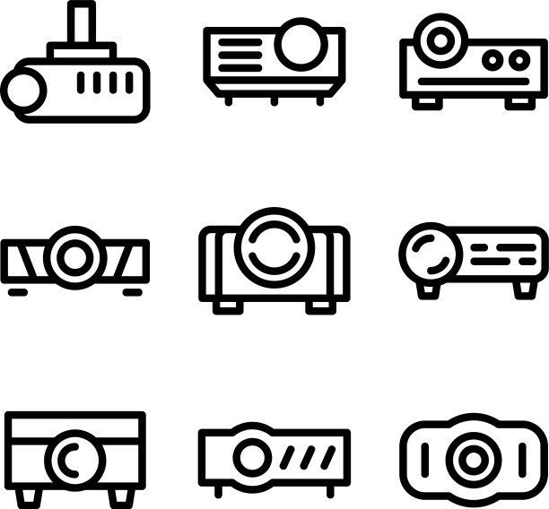 投影仪图标或标志孤立的标志符号图片下载