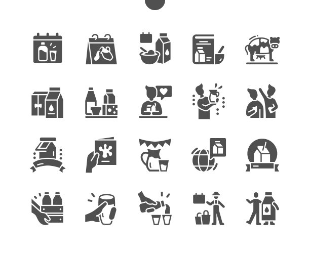 6月1日世界牛奶日。牛奶产品。日历。六月一日。假期。农民。乳制品展览会。矢量立体图标。简单的象形图图片下载