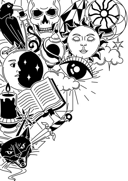 魔法背景与神秘的项目。神秘主义，炼金术，灵性符号。图片下载