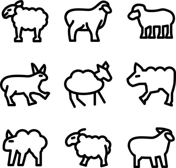 绵羊标志或孤立标志符号图片下载