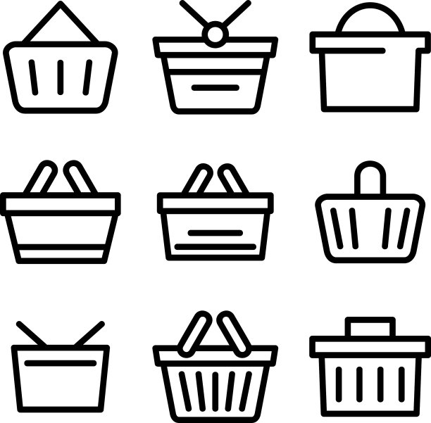 购物篮图标或标志孤立标志符号图片下载