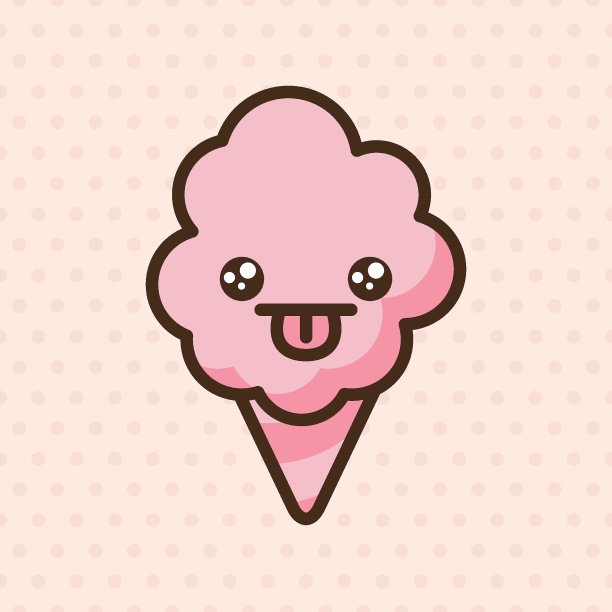 动漫风格的卡通甜食。棉花糖表情矢量字符。图片下载