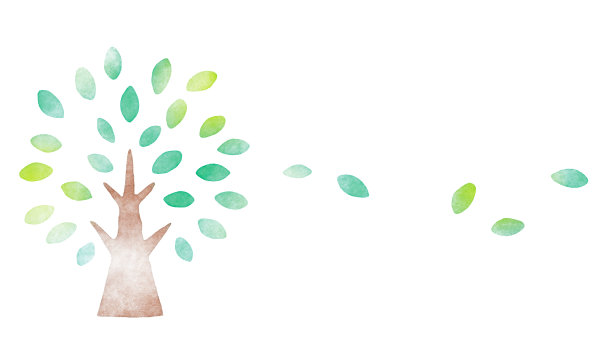 大树具有水彩纹理，树叶飞扬图片下载