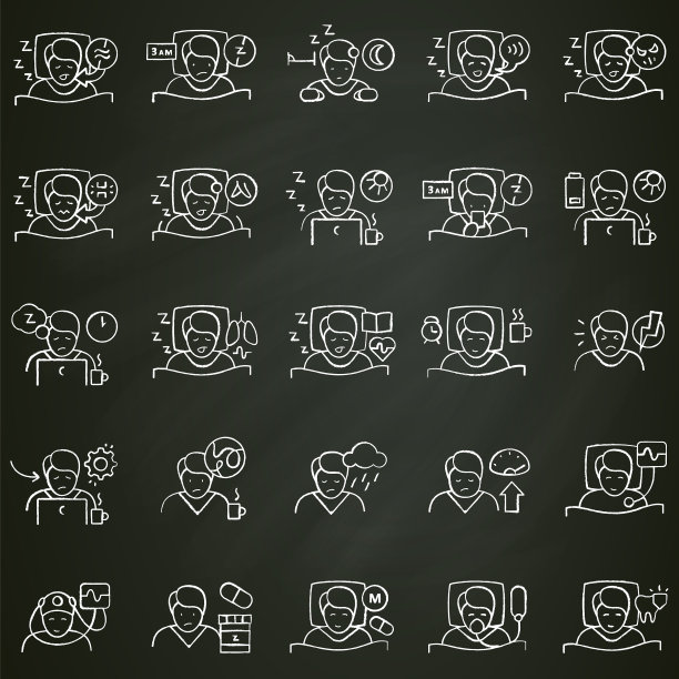 睡眠障碍粉笔图标设置图片下载