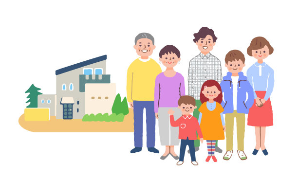 三代人站在房子前面图片下载