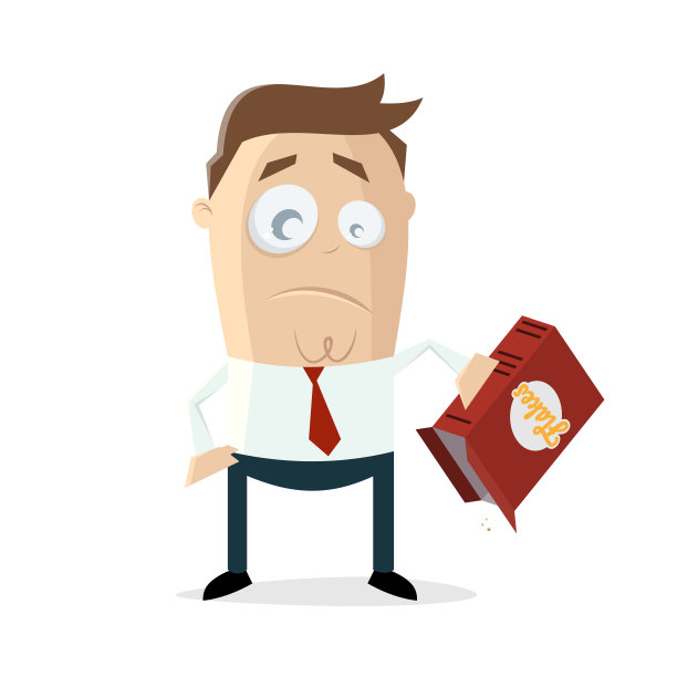 悲伤的商人拿着一盒空玉米片图片下载